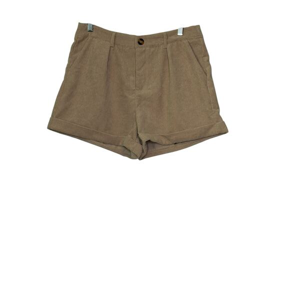 SHEIN beige corduroy pleated cuffed shorts size 8 - 10 - Picture 10 of 13